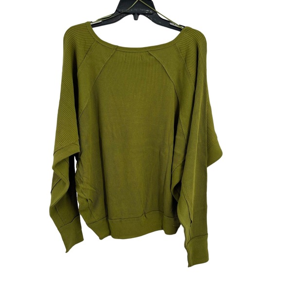 Free People Santa Clara Thermal Shirt Green Size Small New - Picture 3 of 5